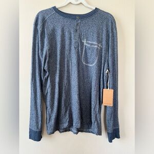 Native Code long sleeve shirt‎ men’s XL V-neck  navy blue fall lightweight new